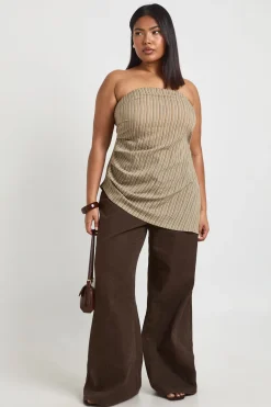 Haut Bandeau Asymétrique Flottant À Rayures Grande Taille