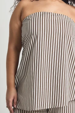 boohoo Haut Bandeau Asymétrique Rayé Flottant Grande Taille<Femme Tops