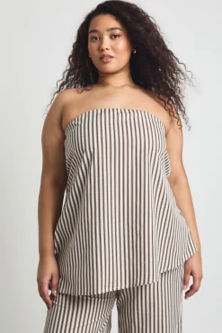 boohoo Haut Bandeau Asymétrique Rayé Flottant Grande Taille<Femme Tops