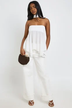 boohoo Haut Bandeau Avec Détail Foulard En Mousseline<Femme Tops