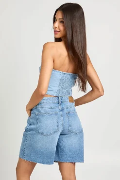 boohoo Haut Bandeau En Chambray Avec Foulard<Femme Tops