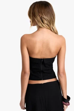 Haut bandeau en lin avec détail de bouton