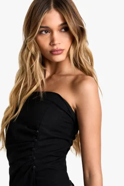 Haut bandeau en lin avec détail de bouton