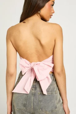 Haut Bandeau En Popeline Avec Nœud Foulard Au Dos