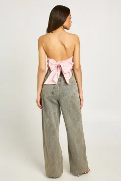 Haut Bandeau En Popeline Avec Nœud Foulard Au Dos