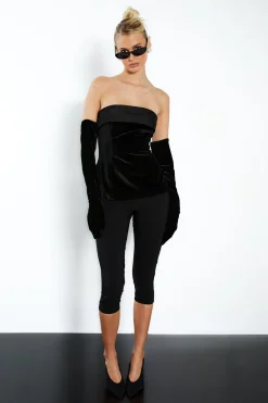 boohoo Haut bandeau en velours à rabat<Femme Tops