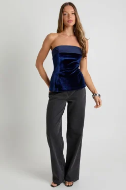 Haut bandeau en velours à rabat