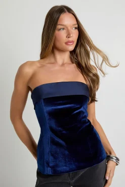 Haut bandeau en velours à rabat