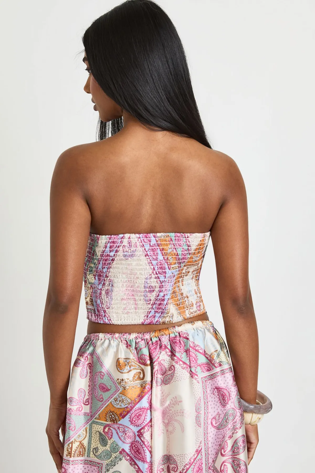 boohoo Haut Bandeau Foulard En Satin Motif Cachemire<Femme Satin Et Dentelle|Tops