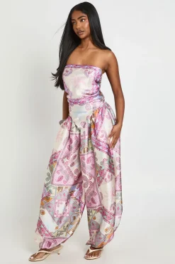 boohoo Haut Bandeau Foulard En Satin Motif Cachemire<Femme Satin Et Dentelle|Tops