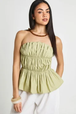 Haut Bandeau Froncé En Popeline