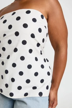 Haut Bandeau Grande Taille À Pois Avec Dos Froncé