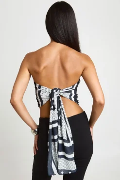 boohoo Haut Bandeau Imprimé Foulard Monochrome<Femme Tops