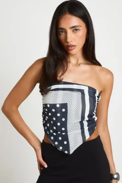 boohoo Haut Bandeau Imprimé Foulard Monochrome<Femme Tops