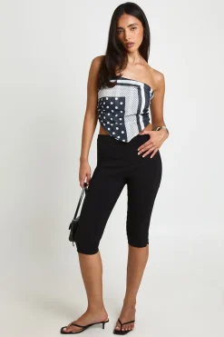 boohoo Haut Bandeau Imprimé Foulard Monochrome<Femme Tops