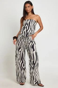 boohoo Haut Bandeau À Imprimé Effet Lin<Femme Zebra Print|Tops