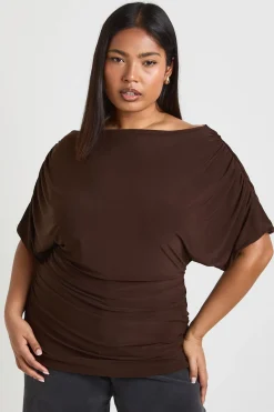 Haut Bardot Drapé Grande Taille