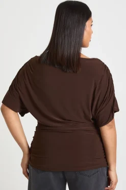 Haut Bardot Drapé Grande Taille