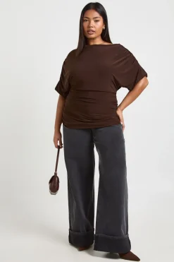 Haut Bardot Drapé Grande Taille