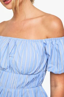 boohoo Haut Bardot en popeline rayée<Femme Tops