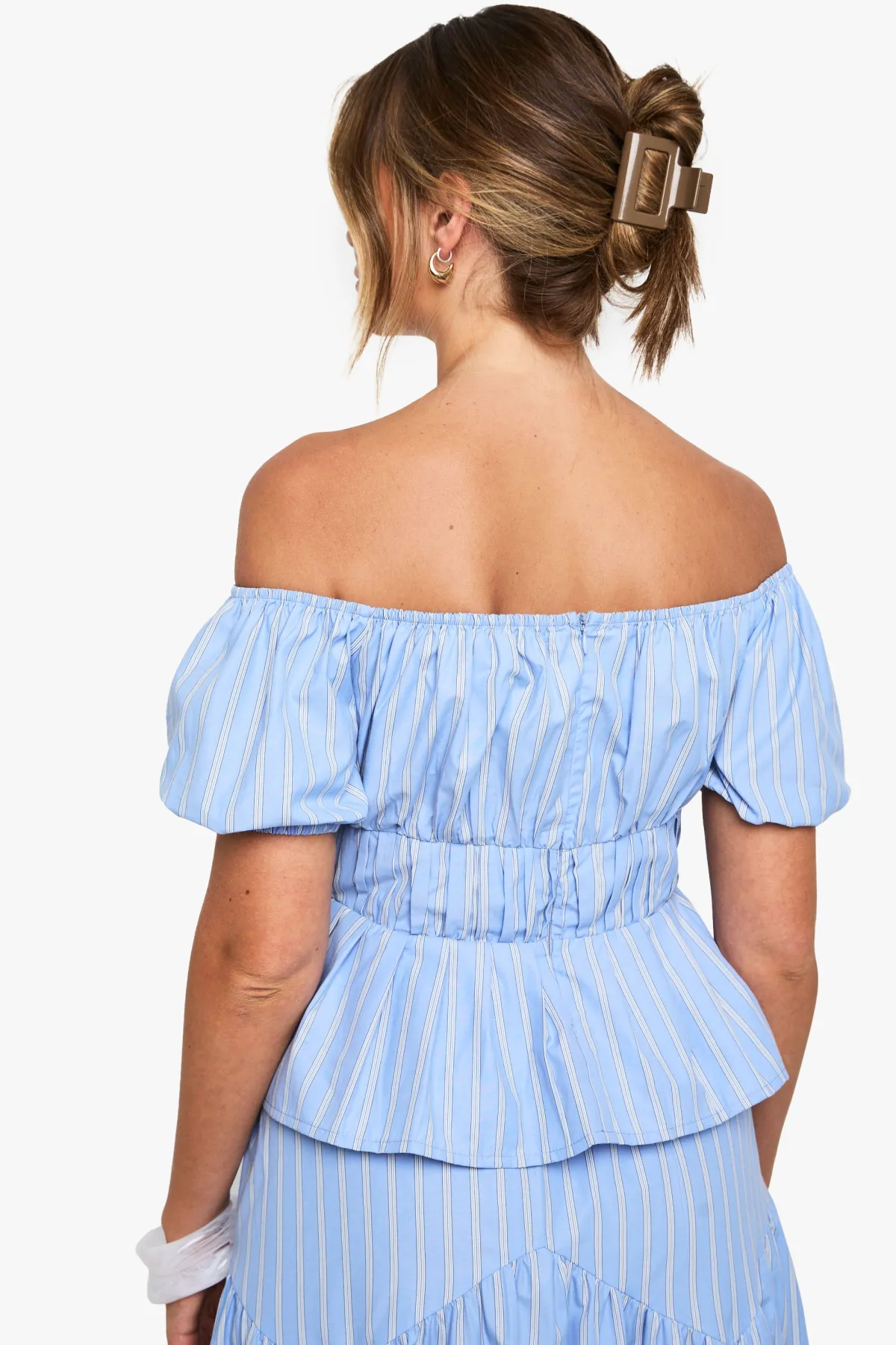 boohoo Haut Bardot en popeline rayée<Femme Tops