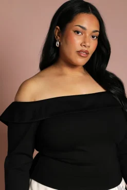Coast Haut Bardot Grande Taille À Manches Longues En Satin<Femme Satin Et Dentelle|Tops