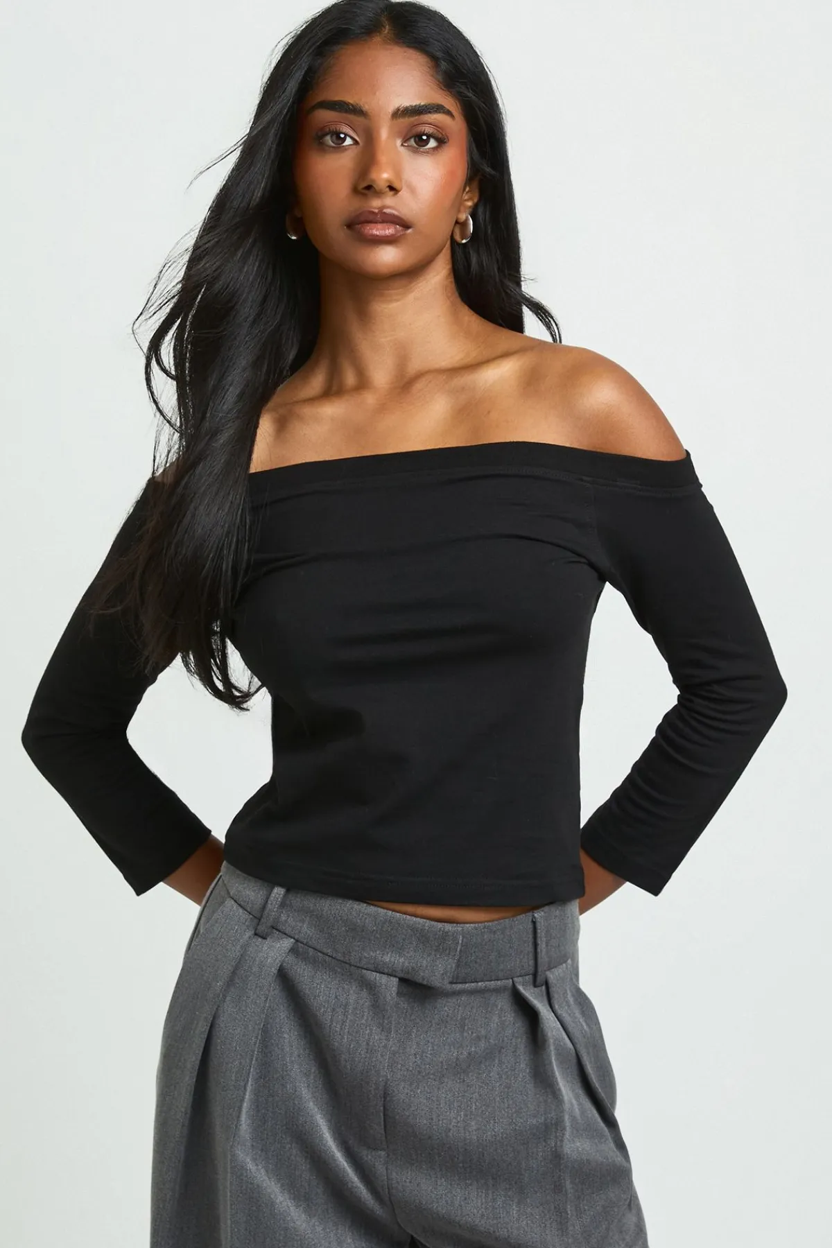 boohoo Haut Bardot À Manches 3/4<Femme Tops