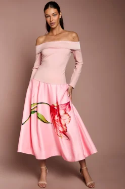 Haut Bardot À Manches Longues Avec Finitions En Satin