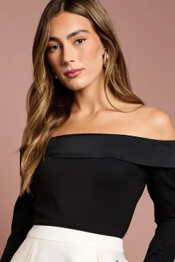 Coast Haut Bardot à Manches Longues avec Finitions Satinées<Femme Satin Et Dentelle|Tops