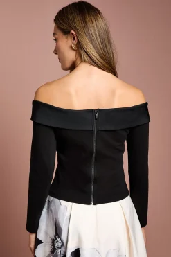 Coast Haut Bardot à Manches Longues avec Finitions Satinées<Femme Satin Et Dentelle|Tops