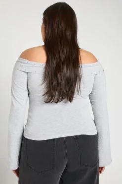 Haut Bardot À Rabat Avec Détails Cloutés Grande Taille