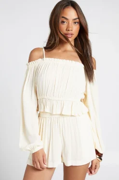 boohoo Haut Bardot Texturé De Plage<Femme Tenues De Plage