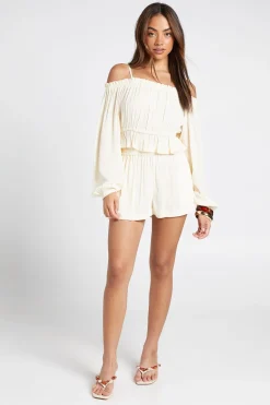 boohoo Haut Bardot Texturé De Plage<Femme Tenues De Plage