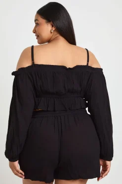 boohoo Haut Bardot Texturé Grande Taille Pour La Plage<Femme Tenues De Plage