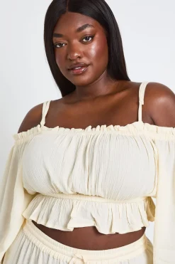 Haut Bardot Texturé Grande Taille Pour La Plage