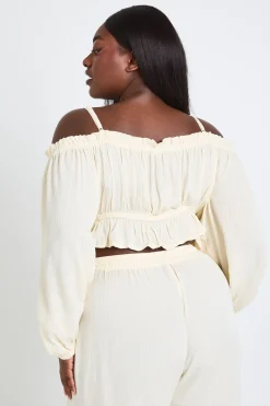 Haut Bardot Texturé Grande Taille Pour La Plage
