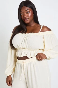 Haut Bardot Texturé Grande Taille Pour La Plage