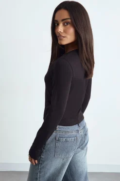 boohoo Haut Basique À Manches Longues Et Encolure Carrée<Femme Basiques|Tops