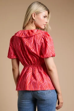 Dorothy Perkins Haut À Basque Imprimé Avec Encolure Carrée Et Volants<Femme Tops