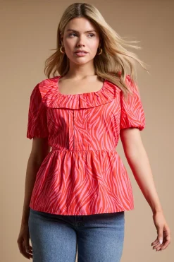 Dorothy Perkins Haut À Basque Imprimé Avec Encolure Carrée Et Volants<Femme Tops