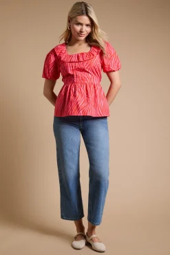 Dorothy Perkins Haut À Basque Imprimé Avec Encolure Carrée Et Volants<Femme Tops