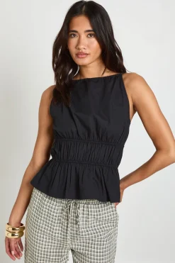 boohoo Haut À Basque Étagée En Popeline<Femme Tops