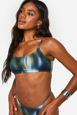 Haut bikini crop à imprimé flou