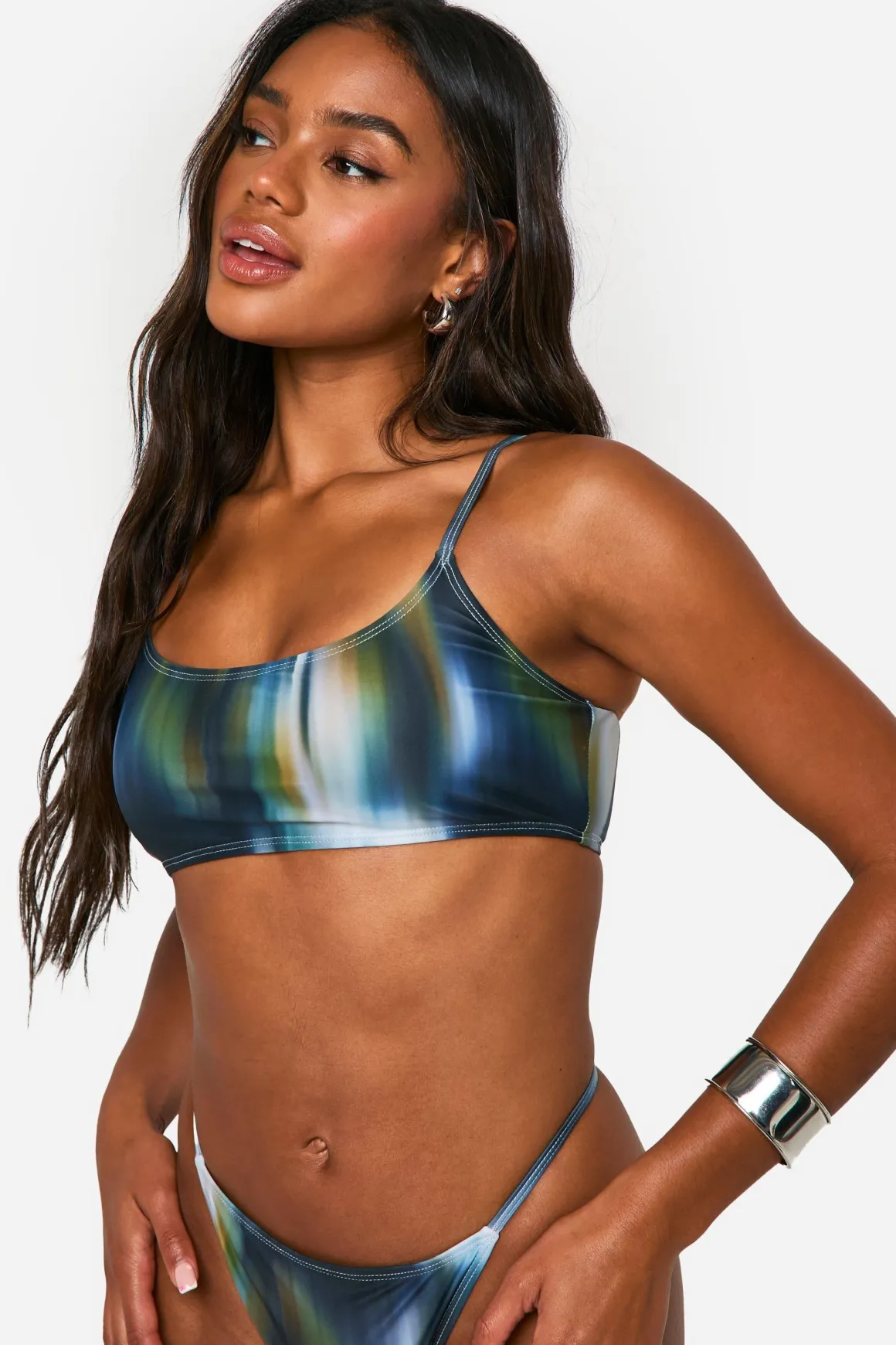 Haut bikini crop à imprimé flou