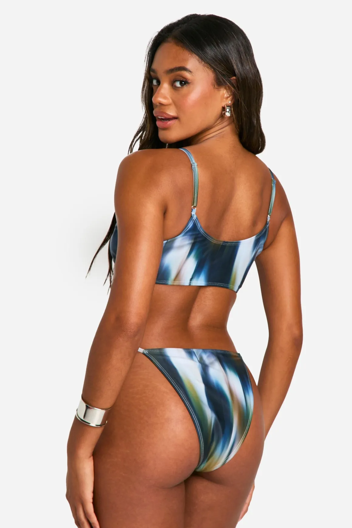 Haut bikini crop à imprimé flou