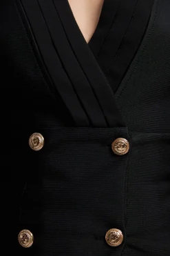 KarenMillen Haut Blazer Tricoté à Boutons Militaires Mélange Tissé Forme Ajustée<Femme Pulls Et Gilets|Toutes Les Mailles