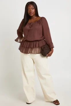 Haut Blouson En Mousseline À Volants Grande Taille