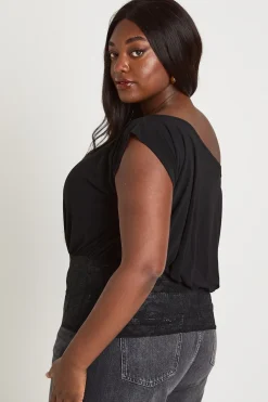 Haut Blouson Grande Taille À Épaules Dénudées Avec Empiècement En Dentelle
