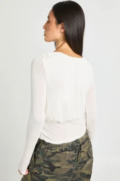 Haut Blouson Transparent En Maille Froncée Avec Ourlet Profond