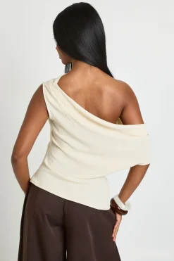 Haut À Bordure Dorée Asymétrique Effet Martelé